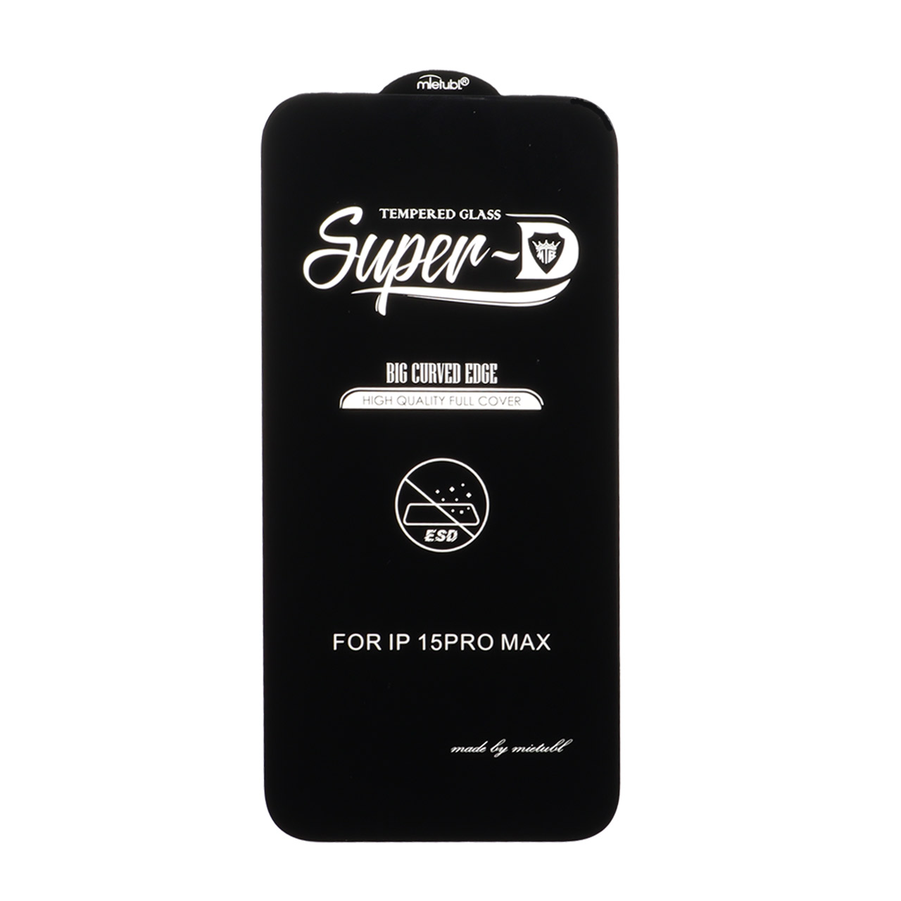 محافظ صفحه نمایش شیشه ای Apple iPhone 15 Pro Max - Full Cover Super D Mietubl - ESD - مشکی (بدون پک) - NTC ORG